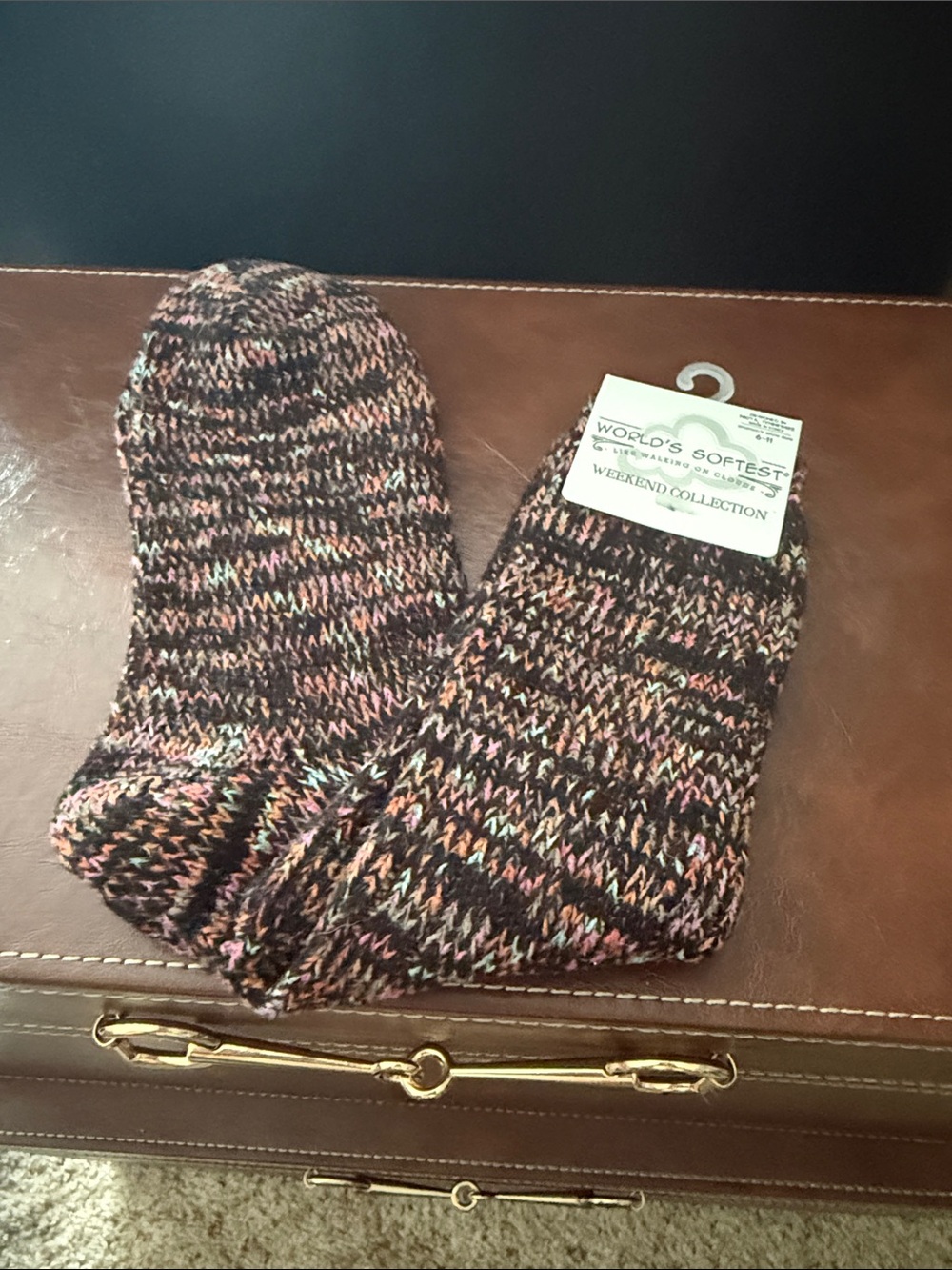 Women’s Marled Brown & Pink Cabin Socks